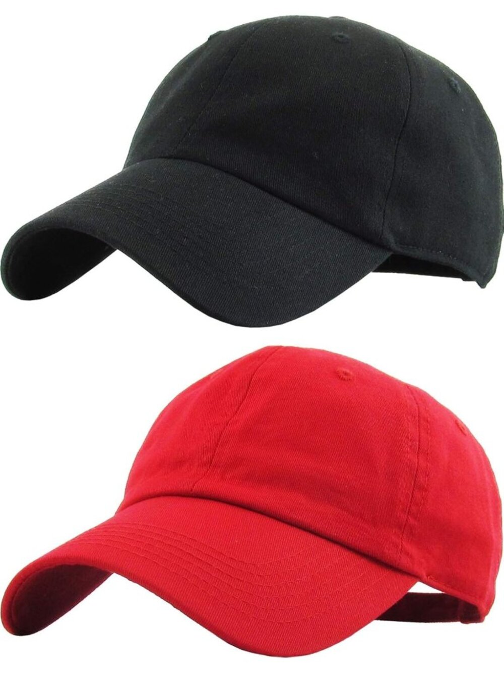 〽️Unisex Red Black Adjustable Low Crown Baseball Classic Cotton Plain Dad Hats